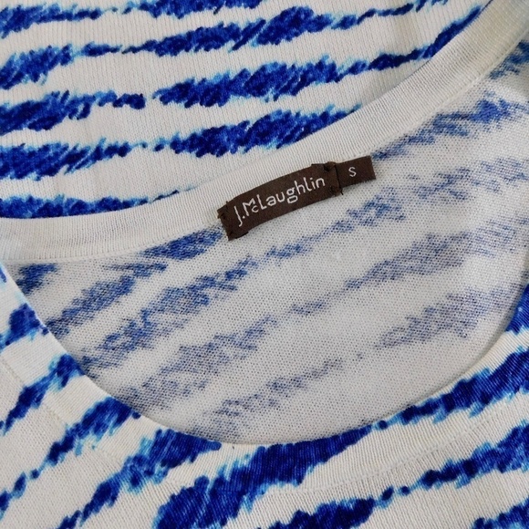 J. MCLAUGHLIN Lenny Sweater Button Sleeve Cuffs Blue White Abstract Stripe Small - Picture 9 of 11